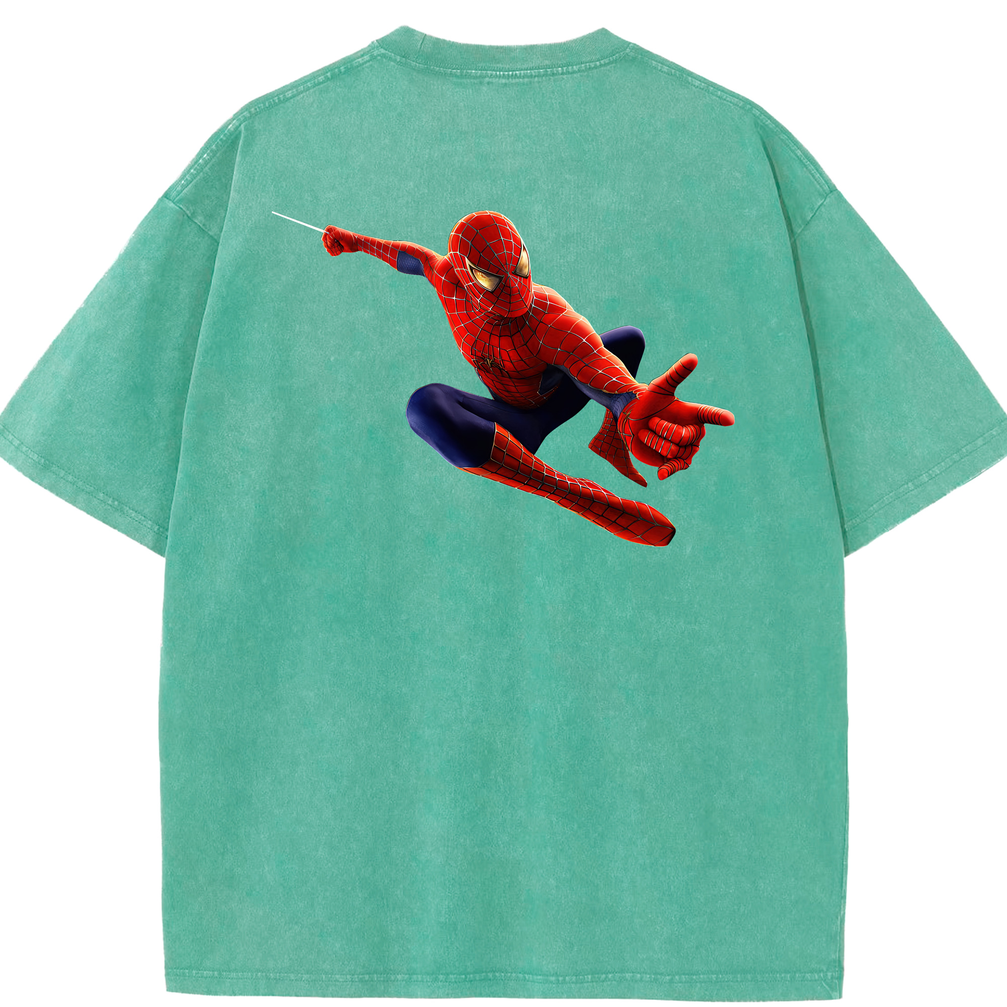 （画像用） Spider Man スパイダーマン 綿100% ヴィンテージ風 半袖Tシャツ（背面プリント）